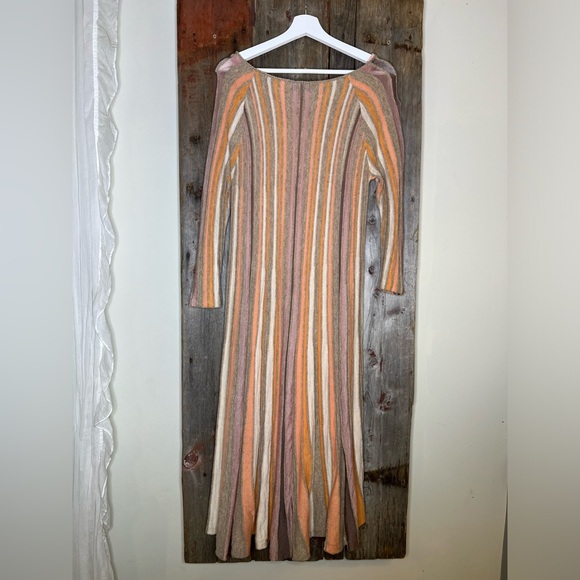 Moth Anthropologie Nora Swing Striped Midi Sweater Dress Wool Alpaca Blush Small - Picture 5 of 14